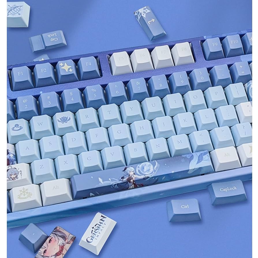原神　胡桃イメージ　キーキャップ セット 原神 胡桃 雪晴梅香キーボード（キーキャップ付き） 白軸 108